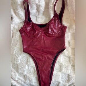 Leather red bodysuit